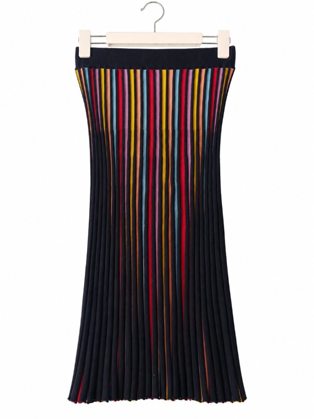 Pure Collection Multicolor Stripe Viscose Knit Pleated Midi Skirt NWT S
